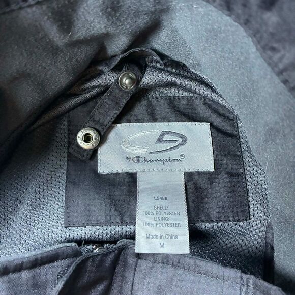 Champion Mens Windbreaker Jacket Medium Black Gray Full Zip Lightweight - Picture 3 of 5